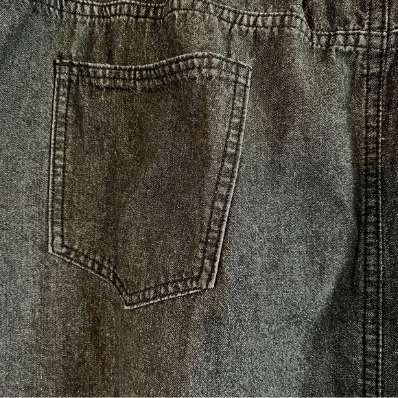 A-line Distressed Black Denim Maxi Skirt Embossy - Picture 4 of 7